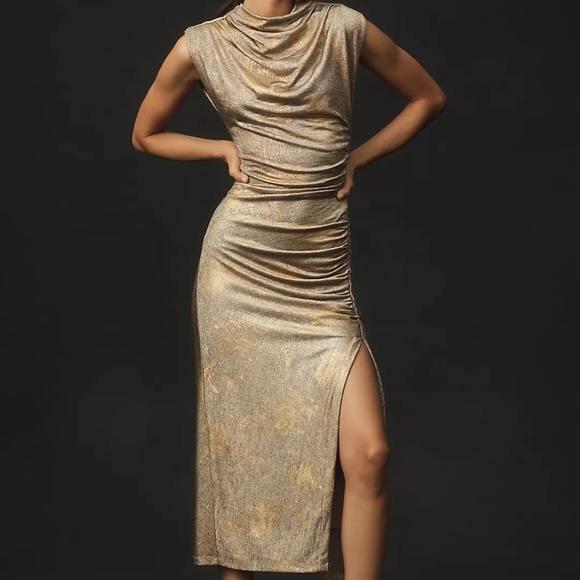 Anthropologie The Maya Ruched Cowl-Neck Dress: Shine Edition Medium - Picture 1 of 10